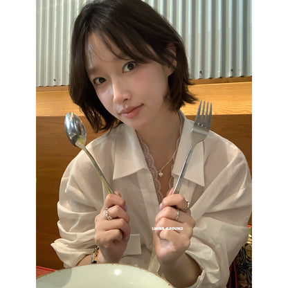 【LR2266】實拍imiss質感推薦！蕾絲苧麻長袖襯衫260305