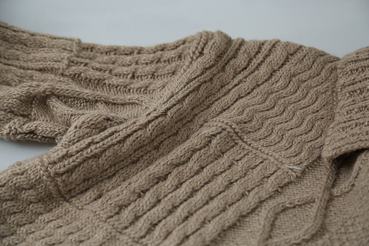 【LD3297】實拍復古立體厚實絞花大翻領毛衣外套251103