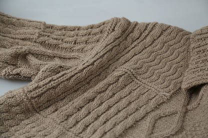 【LD3297】實拍復古立體厚實絞花大翻領毛衣外套251103