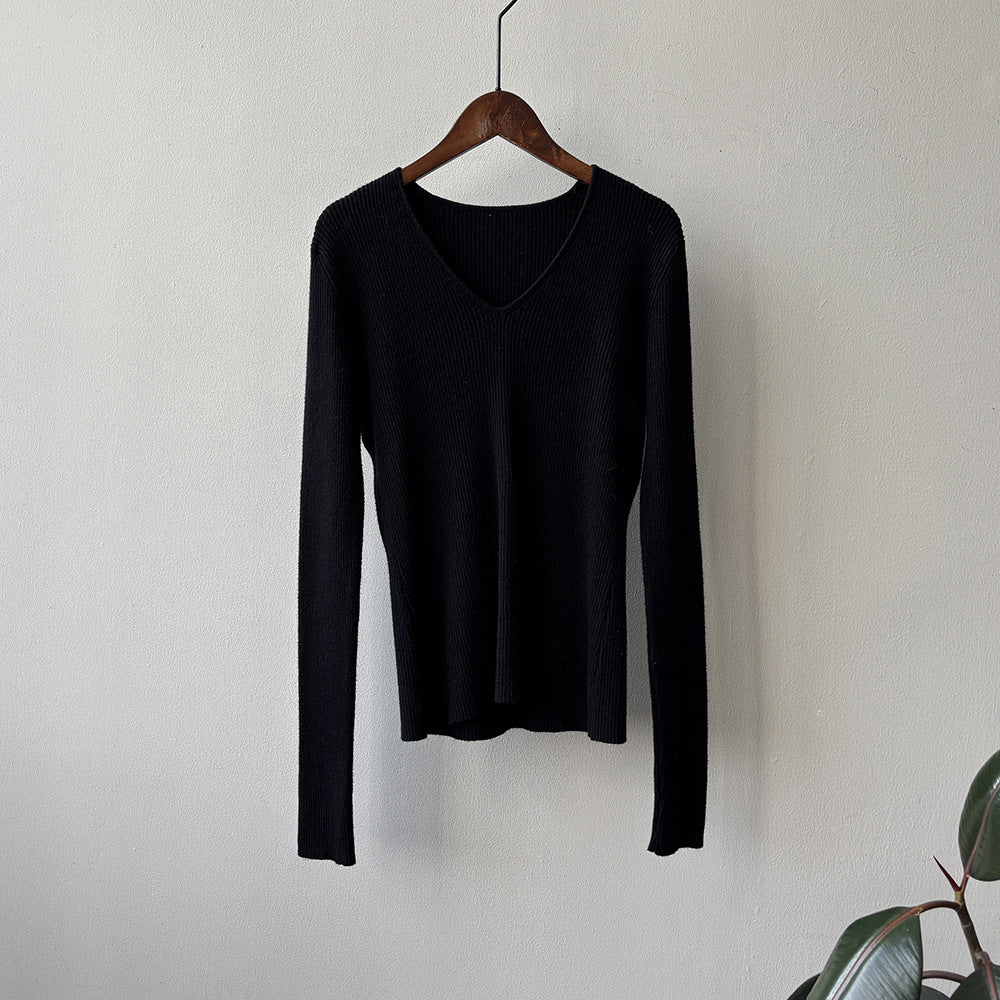【YP313】實拍冬季氣質簡約v領針織衫251113