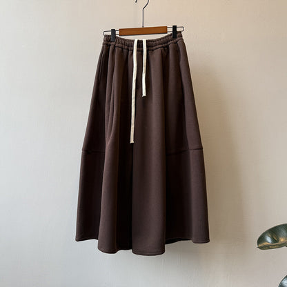 【Y82678】 實拍鬆緊腰抽繩顯瘦闊腿九分褲裙251023