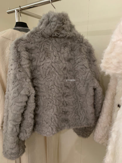 【L1230】實拍檸檬冬季加厚保暖立領牛角扣仿皮草外套251117
