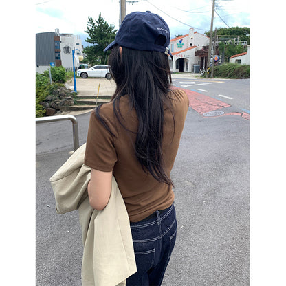 【H5388】實拍基礎7色磨毛圓領短袖T恤250902