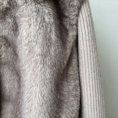 【YH8309】實拍高質感時髦仿皮草拼接針織假2件毛毛外套251113