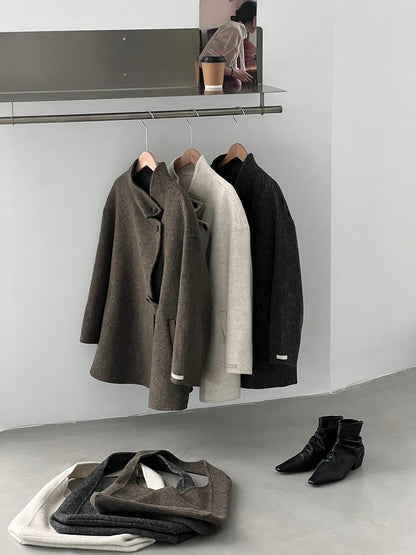 【cim2517】實拍蘇黎世冬日立領雙面呢毛呢外套大衣(100羊毛)251030