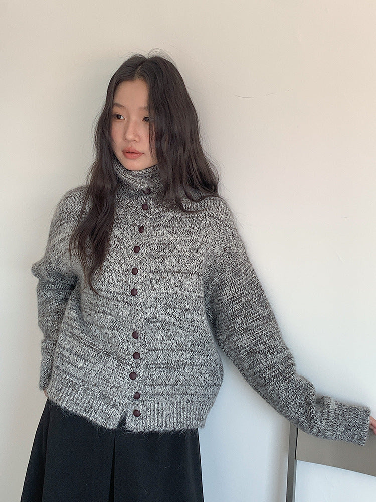 【LD3296】實拍輕奢復古寬翻領厚實針織外套＋針織包251103