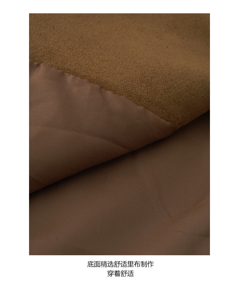 【H569】實拍復古個性皮革拼麂皮絨大衣外套＋麂皮肩背包251021