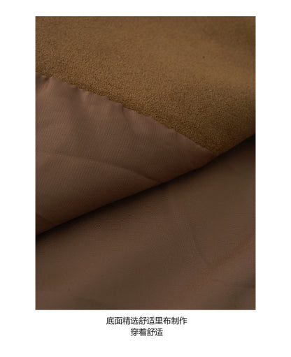 【H569】實拍復古個性皮革拼麂皮絨大衣外套＋麂皮肩背包251021