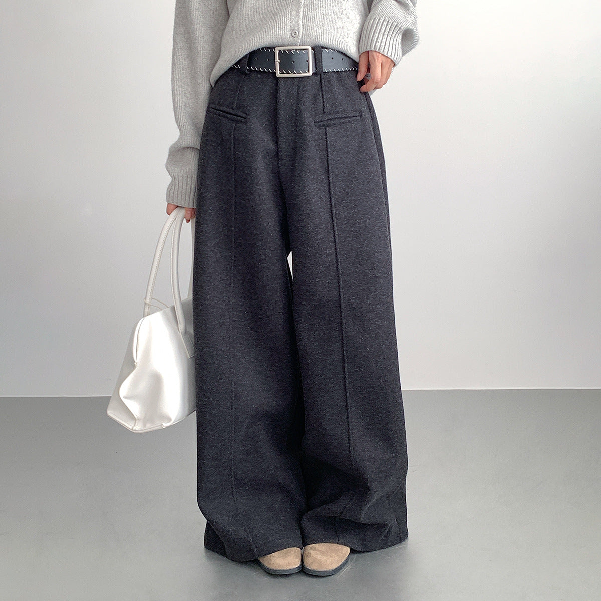 【LD11011】實拍S~XL設計感毛呢西裝闊腿褲251110