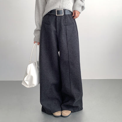 【LD11011】實拍S~XL設計感毛呢西裝闊腿褲251110