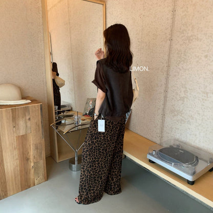 【L11095】檸檬家慵懶韓系・豹紋輕質感顯瘦落地休閒褲260831