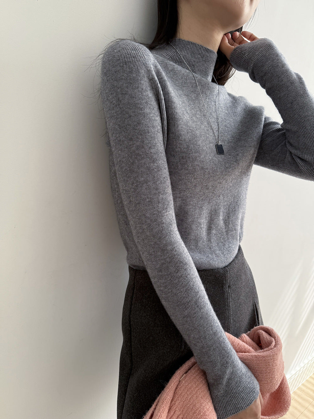 【Y315】實拍高級感半高領針織衫（棉羊毛4%)251106