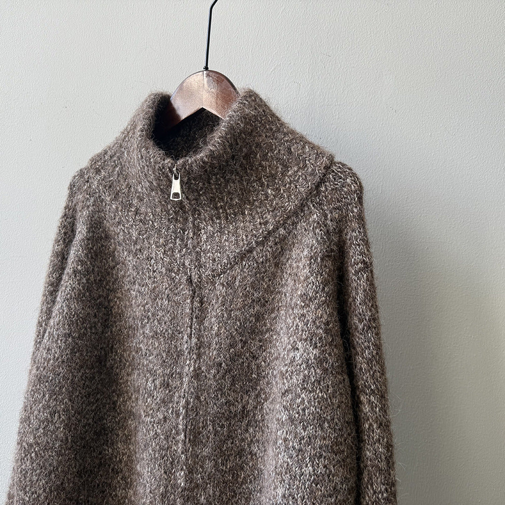 【YP1042】 實拍軟糯寬鬆高領針織毛衣外套(含羊毛4%) 251023