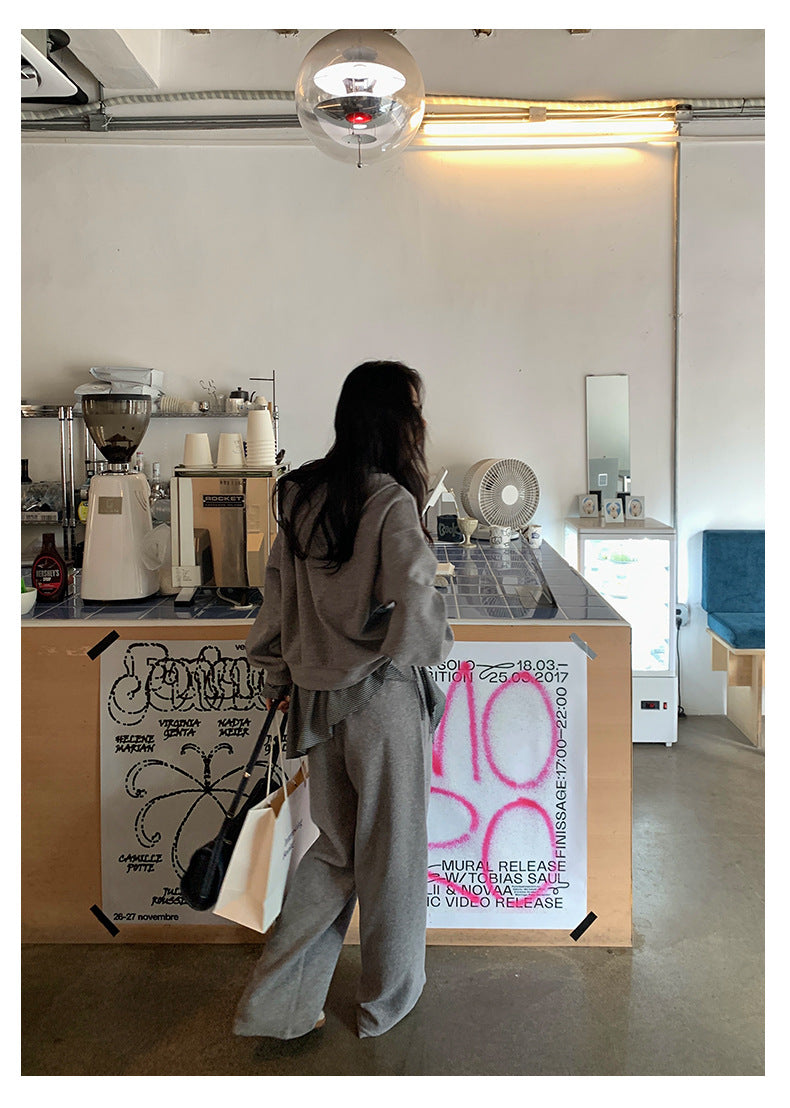 【H5395】實拍韓式連帽衞衣＋直筒衞褲＋屁簾(分開下單） 250902