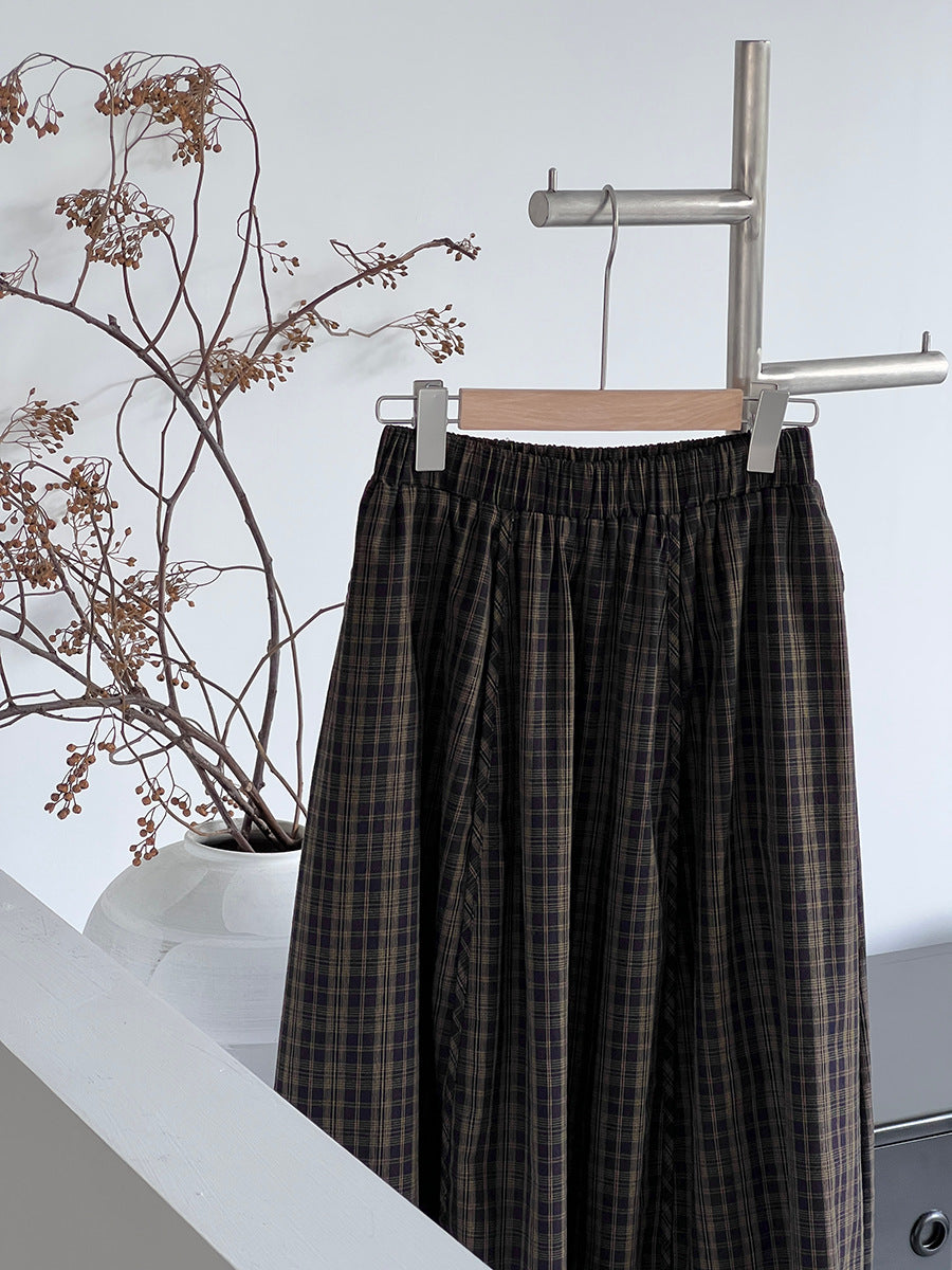 【cimz6381】實拍日系復古格紋內里加絨加厚A字裙251128