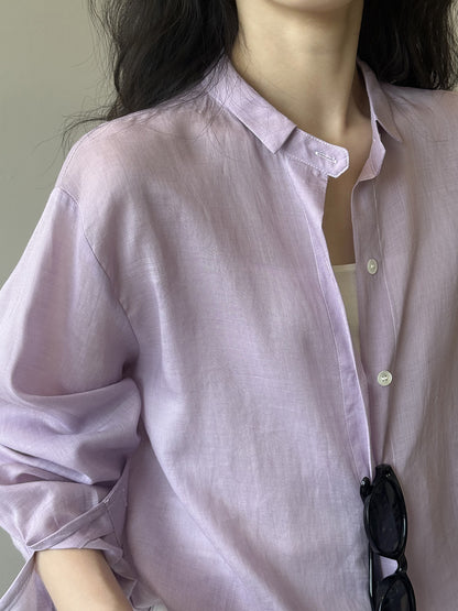【Y82525】實拍天丝苎麻氣質涼爽防曬襯衫250619