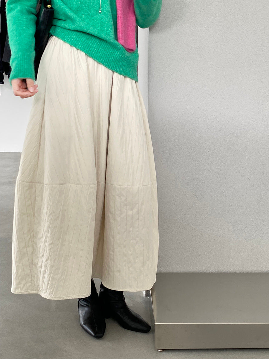 【cim1708】實拍秋冬法式寂靜高腰加厚微花苞A字裙251030