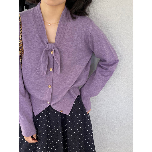 【cimJ8902】實拍氣質小香蝴蝶结針織開衫251114