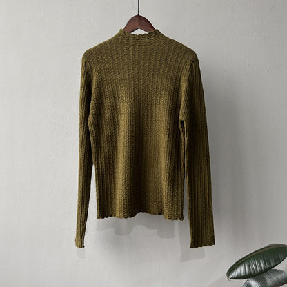 【Y312】實拍高單質感鏤空蕾絲半高領針織衫251106