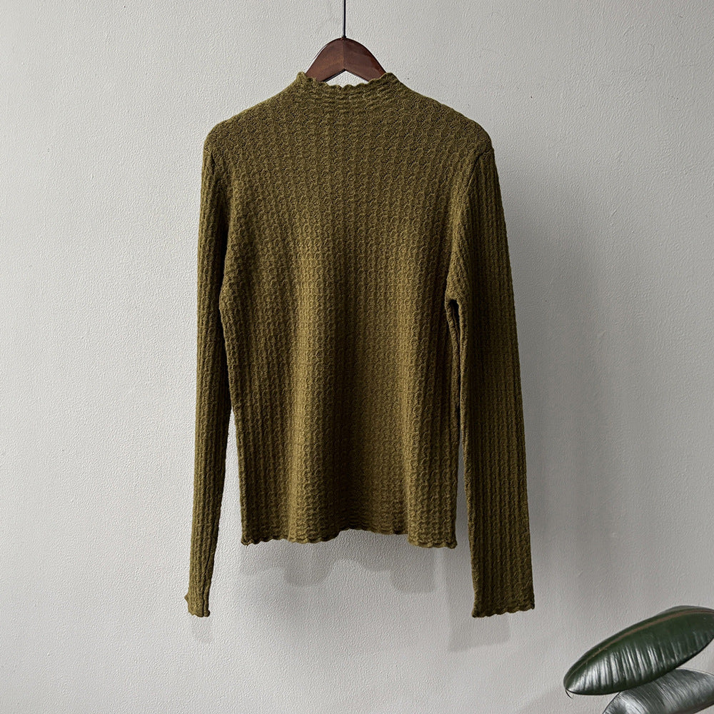 【Y312】實拍高單質感鏤空蕾絲半高領針織衫251106