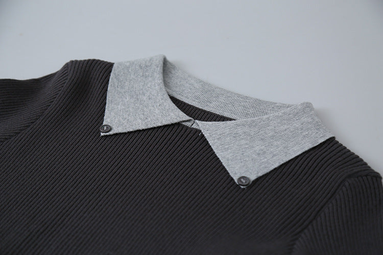 【LD11026】實拍絕美法式針織坑條假2件針織衫251124