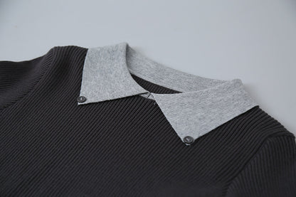 【LD11026】實拍絕美法式針織坑條假2件針織衫251124