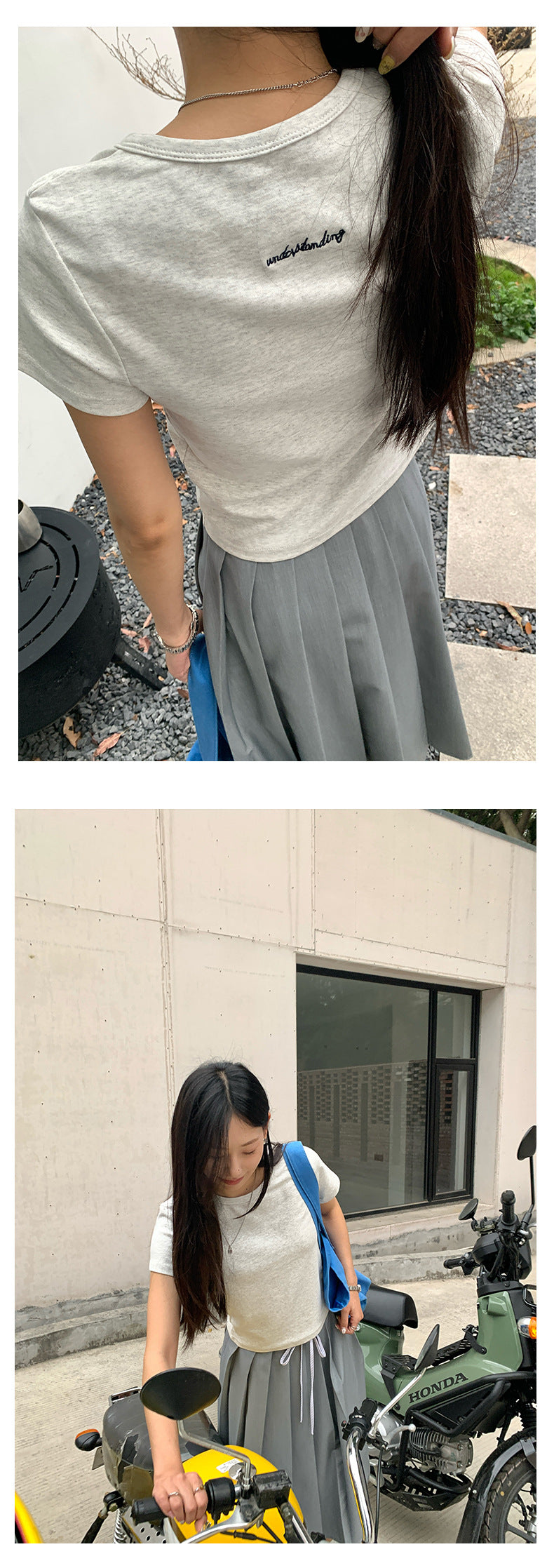 【H5100】實拍簡約6色舒適棉質後背刺繡T恤250310