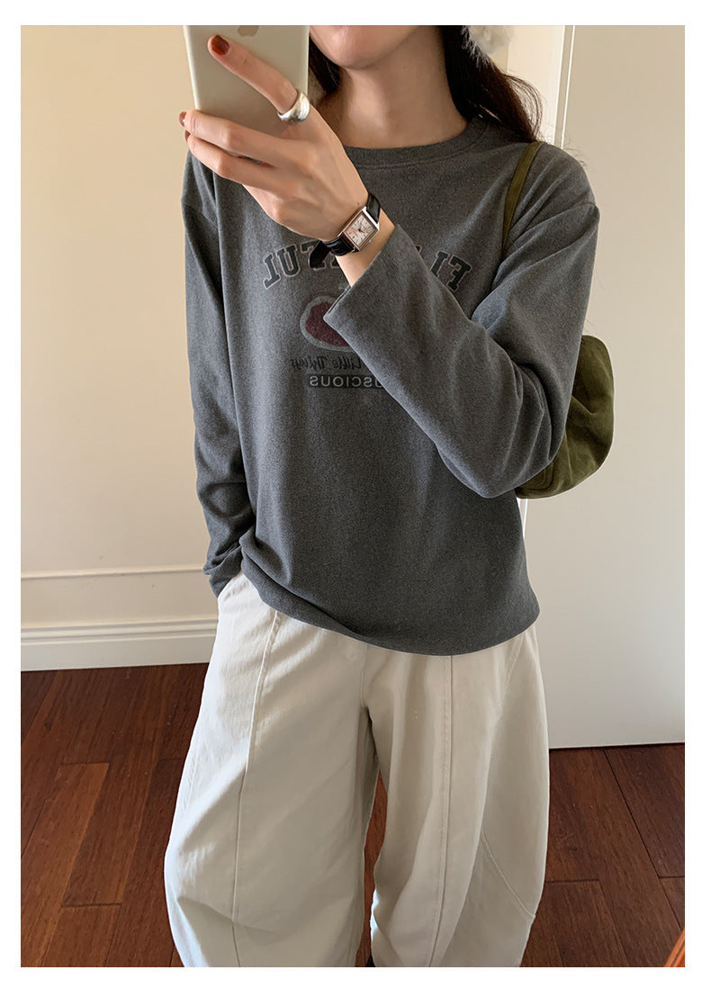 【H5497】實拍德絨加厚磨毛長袖T恤251118