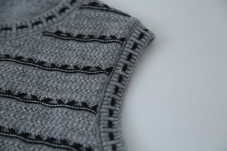 【LD3278】實拍小圓領長袖襯衫+條紋針織背心（分開下單）251103