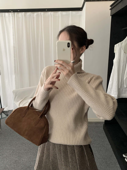 【H5484】實拍秋冬加厚慵懶高領針織毛衣251109