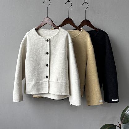 【Y8522】實拍高單氣質簡約綿羊毛呢外套（棉羊毛52%)251106