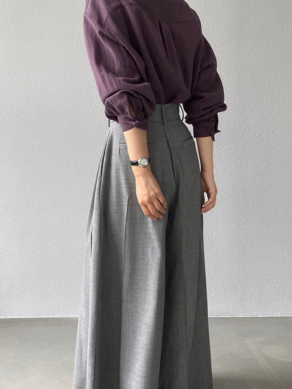 【cim1653】實拍秋日必備高腰壓褶大擺西裝褲251030