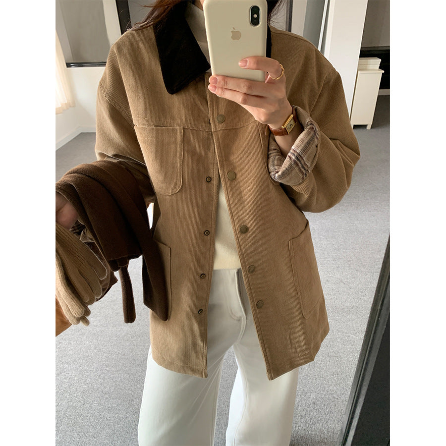 【H5500】實拍 復古燈芯絨加厚夾棉大衣外套251118