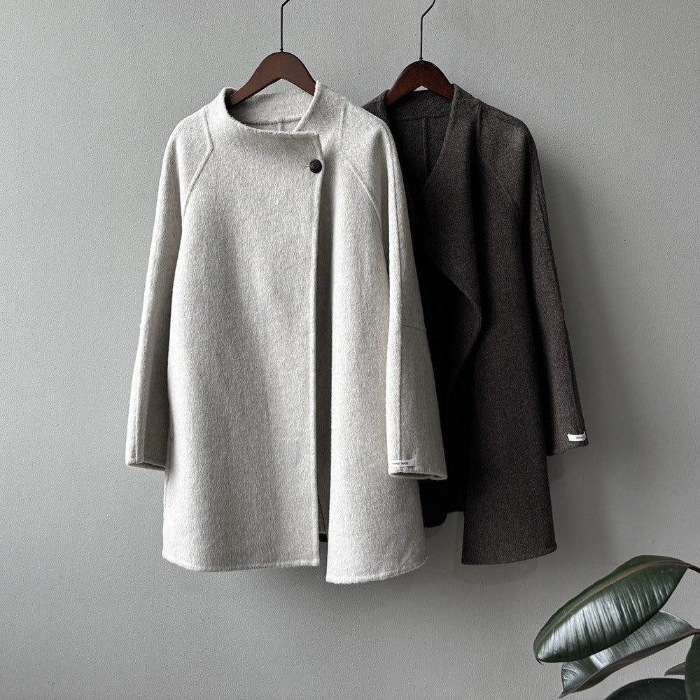 【Y8511】實拍高級感立領羊毛呢大衣外套（棉羊毛52%)251106