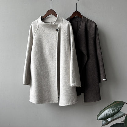 【Y8511】實拍高級感立領羊毛呢大衣外套（棉羊毛52%)251106