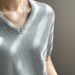 【YD559】實拍韓國早春質感短袖薄款V領T恤240306