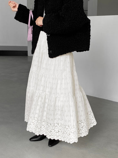 【cim6378】實拍冬日加厚蕾絲長裙251030
