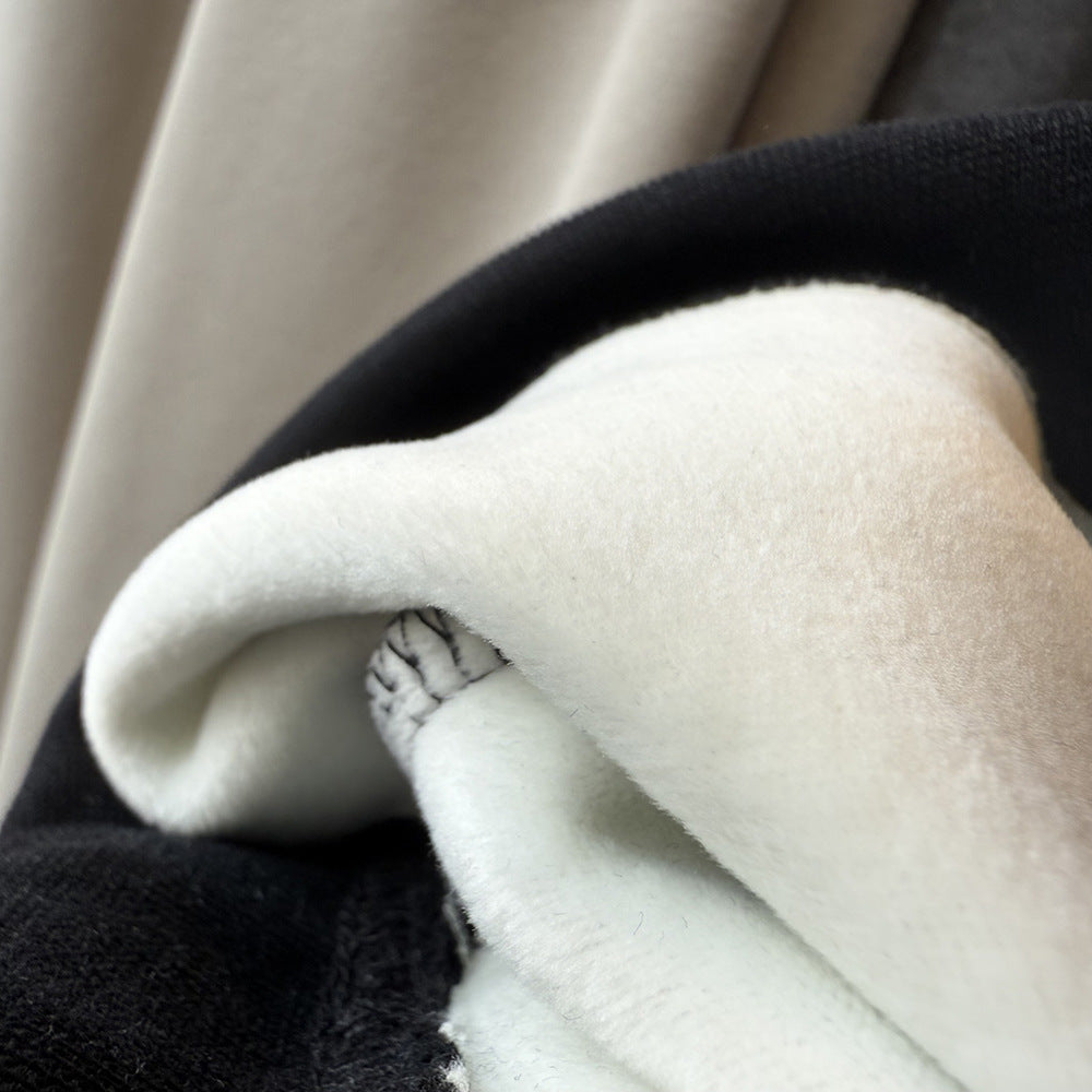 【Y82672】 實拍簡約寬鬆加絨保暖闊腿衛褲251023