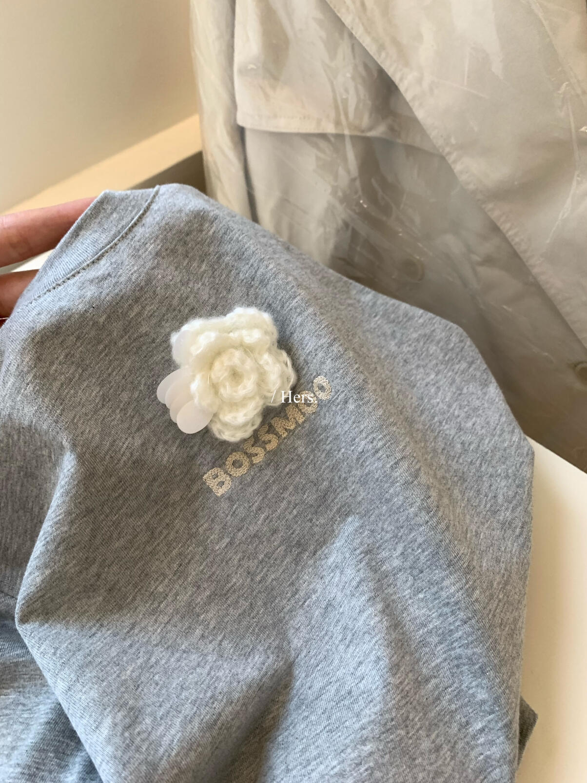 【L80141】實拍Hers韓系chic時髦精✨精緻立體花朵刺繡百搭顯瘦圓領短袖T恤260330