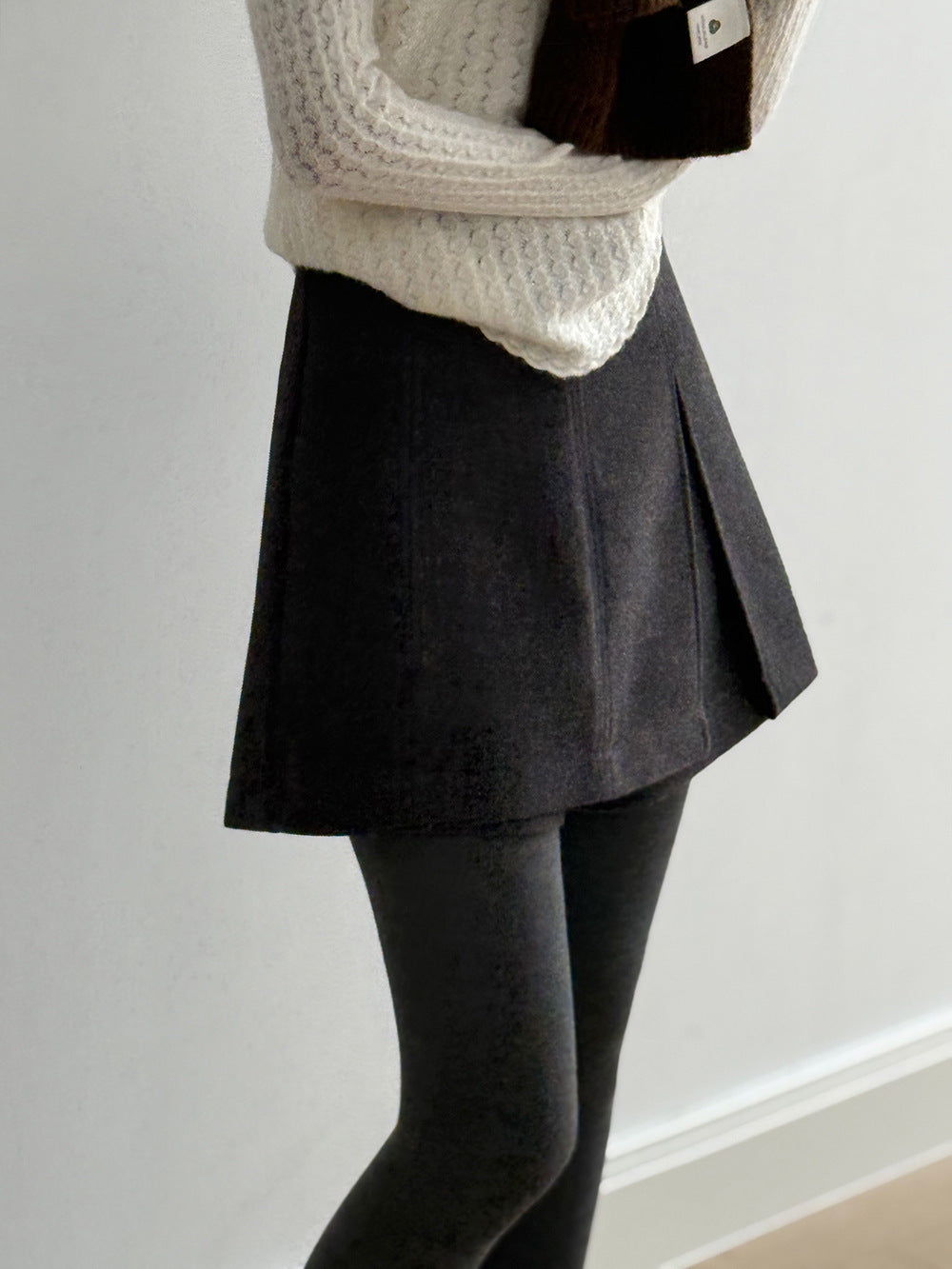 【Y82682】實拍冬季厚款毛呢高腰開叉裙褲 251106