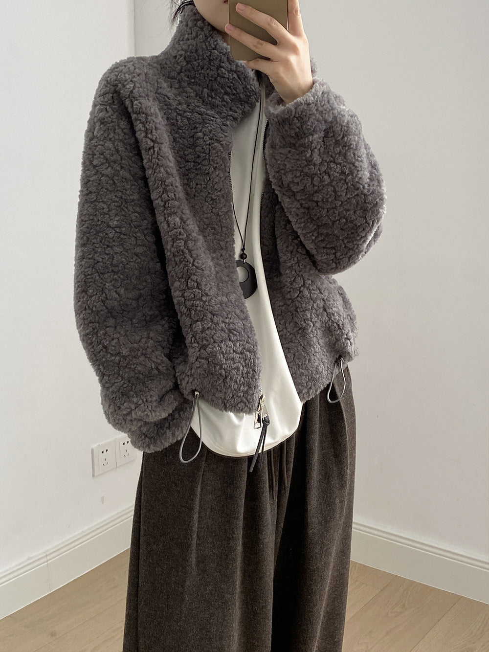 【YH8567】實拍冬天保暖厚款立领羊羔毛外套251113