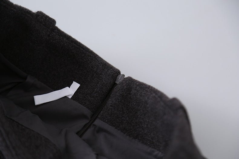 【LD11070】實拍氣質毛呢A字傘裙＋腰帶251209