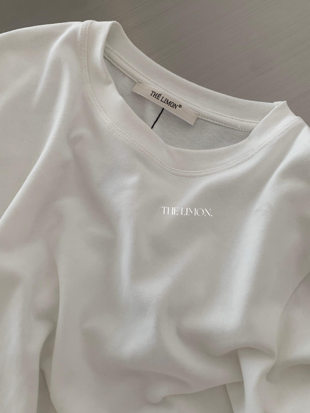 【L11059】檸檬早秋韓系簡約後背虛線小馬刺繡寬圓領寬鬆短袖T恤260728