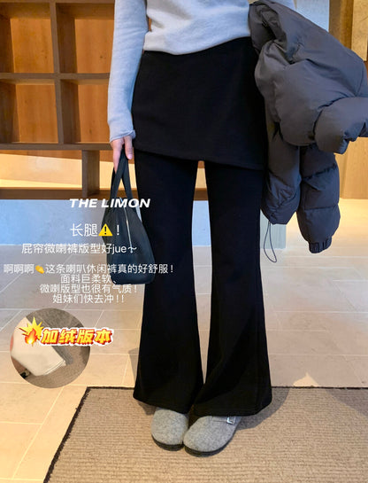 【L9307】實拍檸檬秋冬假兩件屁簾顯瘦加絨微喇休閒褲251208