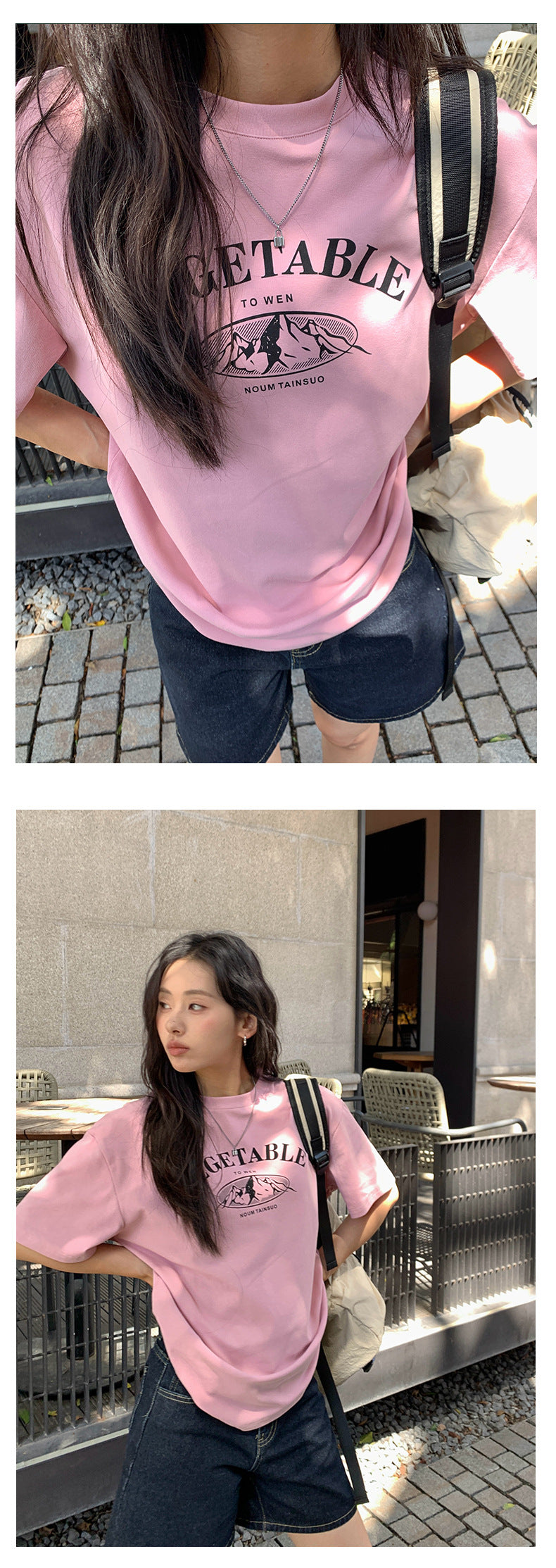 【H5203】實拍夏天美式印花棉質寬鬆圓領短袖T恤250422