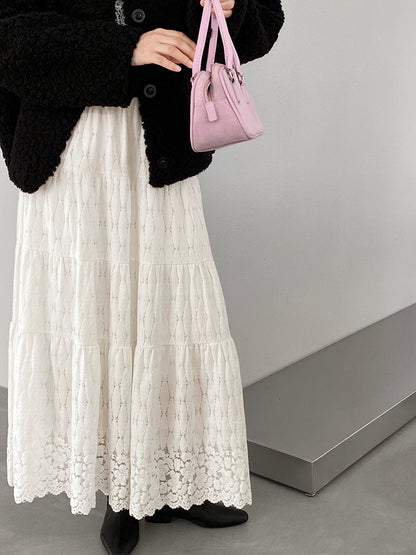 【cim6378】實拍冬日加厚蕾絲長裙251030