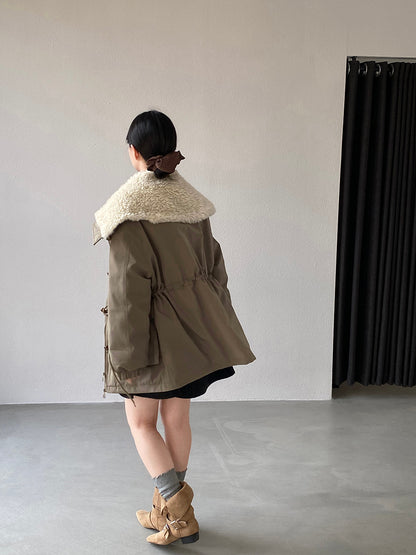 【cimz1727】實拍行走的火爐重工牛角扣大翻領工裝羽絨外套大衣(白鴨絨50)251120