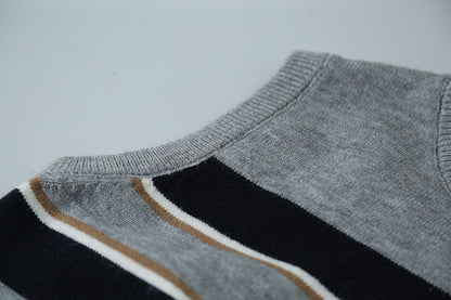 【LD11014】實拍學院感條紋圓領針織毛衣251110