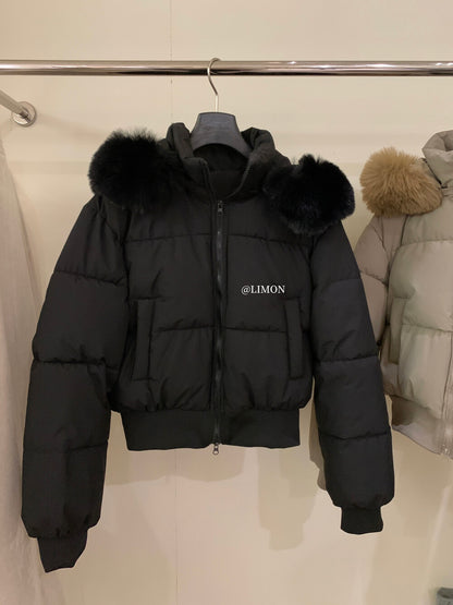 【L1232】實拍檸檬秋冬氣質大毛領保暖鋪棉外套251208