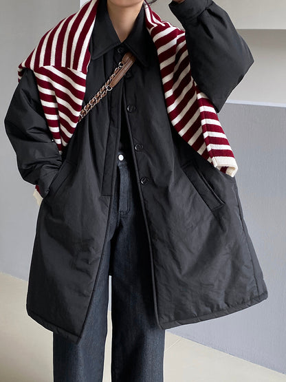 【cimz1235】 雪山奶糖 Muji 風輕薄初冬簡約廓形寬鬆棉服外套260108